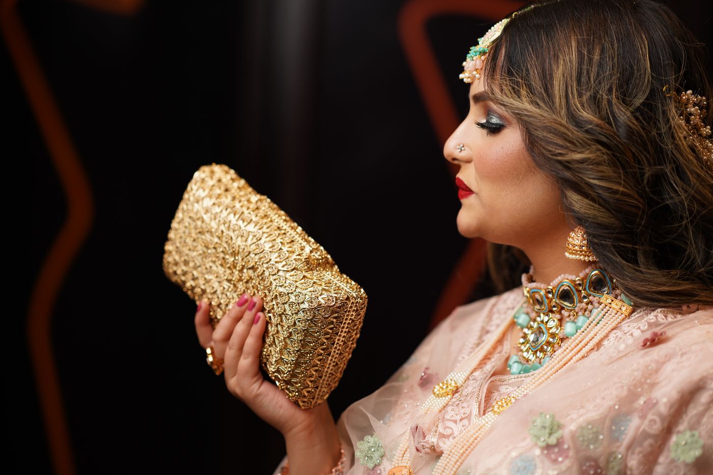 Gold bridal clutch