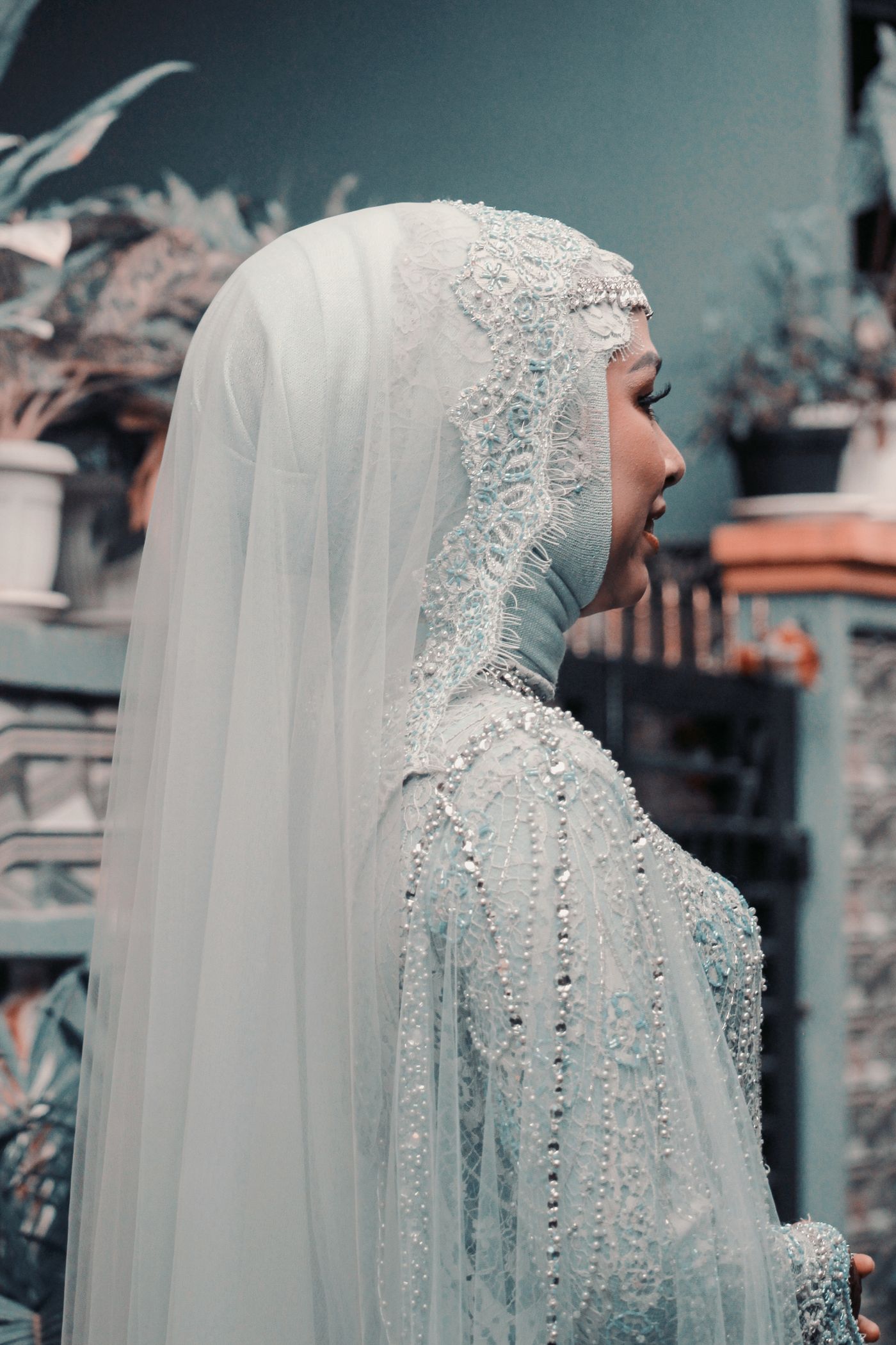 White bridal gown styling